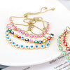 Women's Retro Bohemian Mixed Color Evil Eye Geometric Copper Bracelet With Electroplated Finish Adjustable Fashion Bracelet