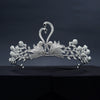 Women's Retro Bridal Crown Headpiece With Pearl And Rhinestone Alloy Swan Design Wedding Hair Accessory