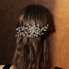 Women's Retro Bridal Wedding Hair Comb With Handmade Flower Design And Marquise Rhinestone Embellishments