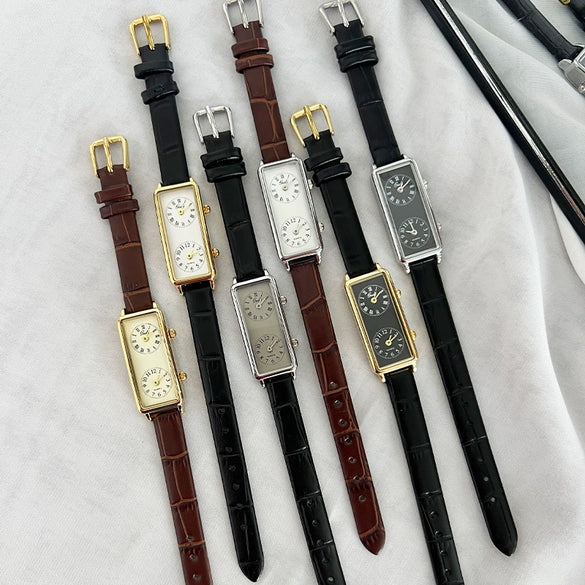 Women's Retro Casual Alloy Case Belt Strap Square Quartz Belt Watch