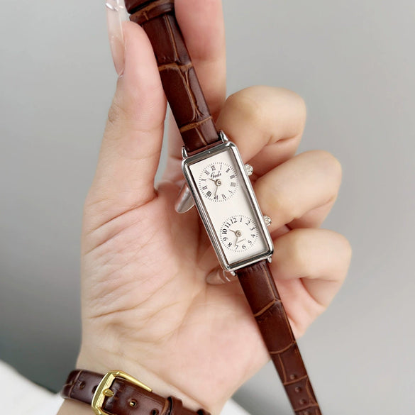 Women's Retro Casual Alloy Case Belt Strap Square Quartz Belt Watch