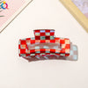 Women's Retro Checkerboard Acetate Shark Clip Hairpin Colorful Plaid Handmade Hair Accessory For Updos