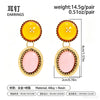 Women's Retro Colorblock Tiedye Oval Resin Stud Earrings Electroplated Alloy Geometric Jewelry With Steel Posts