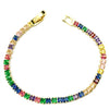 Women’s Retro Colorful Square Geometric Zircon Necklace With Copper Box Chain Electroplated Fashion Jewelry