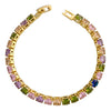 Women’s Retro Colorful Square Geometric Zircon Necklace With Copper Box Chain Electroplated Fashion Jewelry