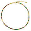Women’s Retro Colorful Square Geometric Zircon Necklace With Copper Box Chain Electroplated Fashion Jewelry