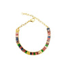 Women’s Retro Colorful Square Geometric Zircon Necklace With Copper Box Chain Electroplated Fashion Jewelry