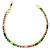 Women’s Retro Colorful Square Geometric Zircon Necklace With Copper Box Chain Electroplated Fashion Jewelry