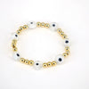 Women's Retro Copper Beaded Bracelet With Glass Devil Eye Geometric Facial Expression Design Electroplated Fashion Jewelry