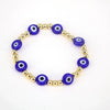 Women's Retro Copper Beaded Bracelet With Glass Devil Eye Geometric Facial Expression Design Electroplated Fashion Jewelry