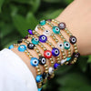 Women's Retro Copper Beaded Bracelet With Glass Devil Eye Geometric Facial Expression Design Electroplated Fashion Jewelry