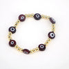 Women's Retro Copper Beaded Bracelet With Glass Devil Eye Geometric Facial Expression Design Electroplated Fashion Jewelry
