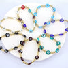 Women's Retro Copper Beaded Bracelet With Glass Devil Eye Geometric Facial Expression Design Electroplated Fashion Jewelry