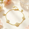 Women's Retro Copper Four Leaf Flower Bracelet With Diamond Encrusted Floral Design And Electroplated Exquisite Fashion Style