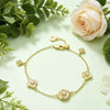 Women's Retro Copper Four Leaf Flower Bracelet With Diamond Encrusted Floral Design And Electroplated Exquisite Fashion Style