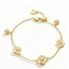 Women's Retro Copper Four Leaf Flower Bracelet With Diamond Encrusted Floral Design And Electroplated Exquisite Fashion Style