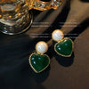 Women's Retro Copper Heart Earrings With Electroplated Finish Elegant Love Shape Silver Needle Ear Studs