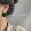 Women's Retro Copper Heart Earrings With Electroplated Finish Elegant Love Shape Silver Needle Ear Studs