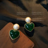 Women's Retro Copper Heart Earrings With Electroplated Finish Elegant Love Shape Silver Needle Ear Studs