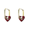 Women's Retro Copper Heart Earrings With White Lily And Red Love Motif Electroplated French Style Fashion Ear Buckle Jewelry