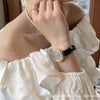 Women's Retro Dark Green Roman Starry Alloy Case Ordinary Glass Mirror Quartz Watch With Round Dial