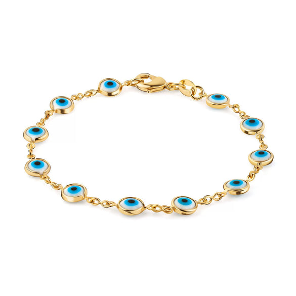 Women's Retro Devil Eye Geometric Copper Bracelet With Electroplated Finish Fashion Wrist Chain