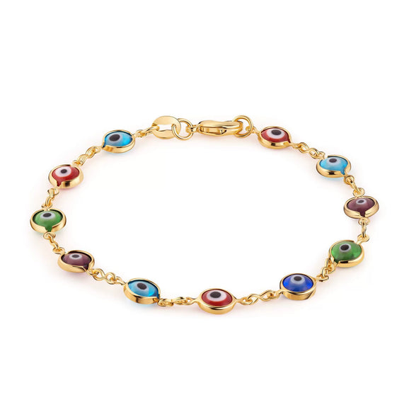 Women's Retro Devil Eye Geometric Copper Bracelet With Electroplated Finish Fashion Wrist Chain