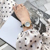 Women's Retro Digital Quartz Watch With Imitation Leather Strap And Alloy Case In Round Dial Shape