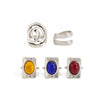 Women's Retro Distressed Alloy Geometric Open Ring With Colorful Oval Resin Gemstone And Adjustable Design