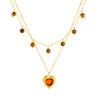 Women's Retro Double Layer Stacked Woolen Clavicle Necklace In Titanium Steel With Sunflower Diamond Leaves Pattern Electroplated For Autumn And Winter