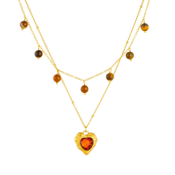 Women's Retro Double Layer Stacked Woolen Clavicle Necklace In Titanium Steel With Sunflower Diamond Leaves Pattern Electroplated For Autumn And Winter