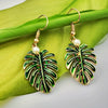 Women's Retro Drop Shape Natural Stone And Green Crystal Earrings Zinc Alloy Enamel Jewelry