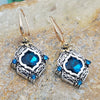 Women's Retro Drop Shape Natural Stone And Green Crystal Earrings Zinc Alloy Enamel Jewelry