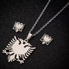 Women's Retro Eagle Pendant Stainless Steel Necklace And Earrings Set With Electroplated Finish And O Chain