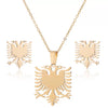 Women's Retro Eagle Pendant Stainless Steel Necklace And Earrings Set With Electroplated Finish And O Chain