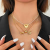 Women's Retro Electroplated Alloy Rose Heart Bow Geometric Multilayer Snake Chain Necklace Set