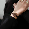 Women's Retro Elegant Fashion Alloy Pu Rose Gold Watch With Square Dial