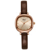 Women's Retro Elegant Fashion Alloy Pu Rose Gold Watch With Square Dial