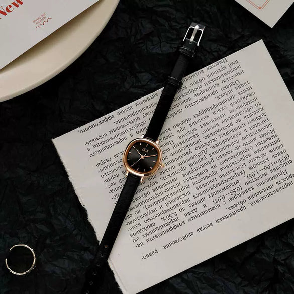 Women's Retro Elegant Fashion Alloy Pu Rose Gold Watch With Square Dial
