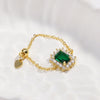 Women's Retro Elegant Green Square Diamond Stretch Ring Copper Zirconia Geometric Design