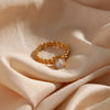 Women's Retro Elegant Jewelry Stainless Steel Round Zircon Braided Adjustable Ring Electroplated Geometric Style