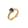 Women's Retro Elegant Jewelry Stainless Steel Round Zircon Braided Adjustable Ring Electroplated Geometric Style