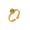 Women's Retro Elegant Jewelry Stainless Steel Round Zircon Braided Adjustable Ring Electroplated Geometric Style