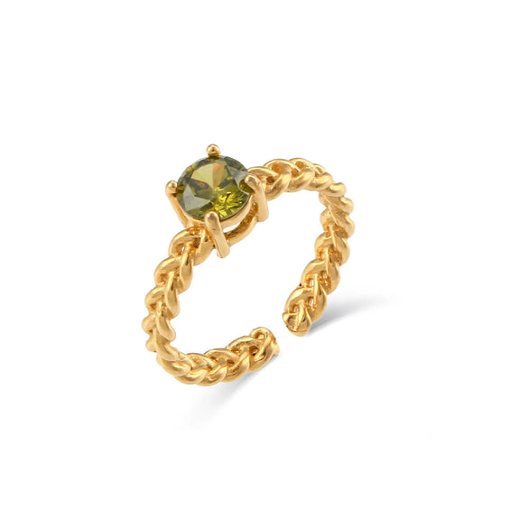 Women's Retro Elegant Jewelry Stainless Steel Round Zircon Braided Adjustable Ring Electroplated Geometric Style