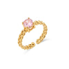 Women's Retro Elegant Jewelry Stainless Steel Round Zircon Braided Adjustable Ring Electroplated Geometric Style