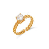 Women's Retro Elegant Jewelry Stainless Steel Round Zircon Braided Adjustable Ring Electroplated Geometric Style