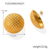 Women's Retro Elegant Round 316L Stainless Steel Gold Plated Earrings With Embossed Diamond And Rhombus Geometric Pattern