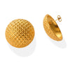 Women's Retro Elegant Round 316L Stainless Steel Gold Plated Earrings With Embossed Diamond And Rhombus Geometric Pattern