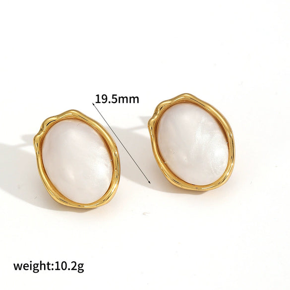 Women's Retro Elegant Stainless Steel Geometric Earrings With Electroplating