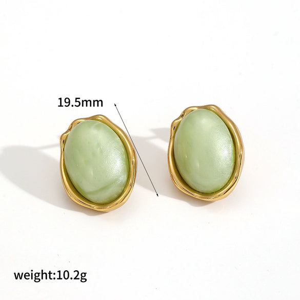 Women's Retro Elegant Stainless Steel Geometric Earrings With Electroplating